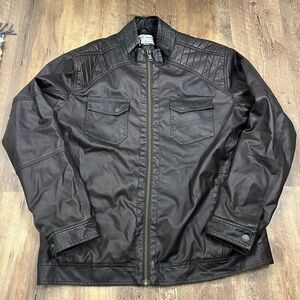 Cody James Leather Moto Distressed Brown Jacket Full Zip Western Men's XL Lined